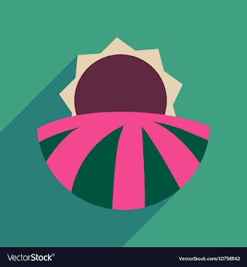 Flat web icon with long shadow sunset field vector image