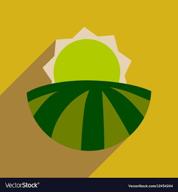 Flat web icon with long shadow sunset field vector image