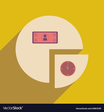 Flat web icon with long shadow time money chart vector image
