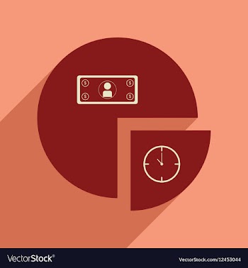 Flat web icon with long shadow time money chart vector image