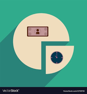 Flat web icon with long shadow time money chart vector image