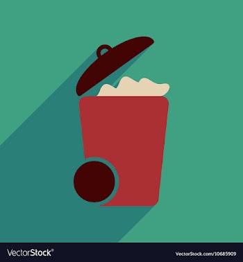 Flat web icon with long shadow trash can vector image
