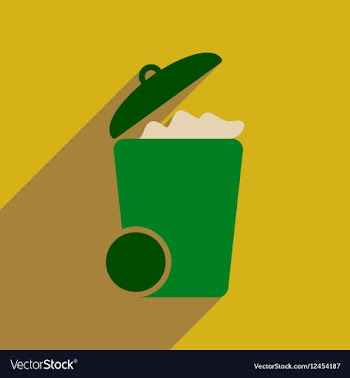 Flat web icon with long shadow trash can vector image