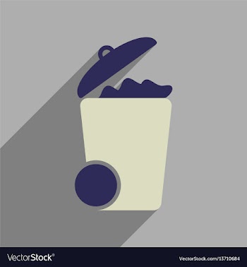 Flat web icon with long shadow trash can vector image