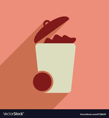 Flat web icon with long shadow trash can vector image