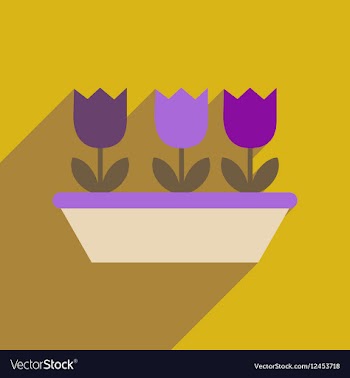 Flat web icon with long shadow tulips vector image