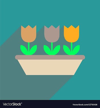Flat web icon with long shadow tulips vector image