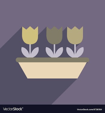 Flat web icon with long shadow tulips vector image