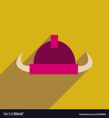 Flat web icon with long shadow Viking helmet vector image