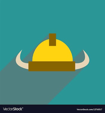 Flat web icon with long shadow viking helmet vector image