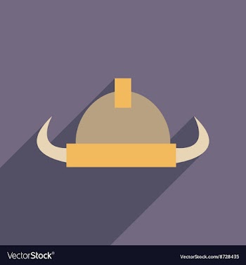 Flat web icon with long shadow Viking helmet vector image