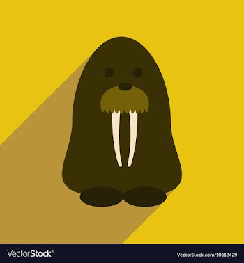 Flat web icon with long shadow walrus vector image