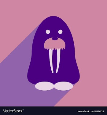 Flat web icon with long shadow walrus vector image