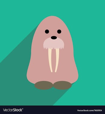 Flat web icon with long shadow walrus vector image