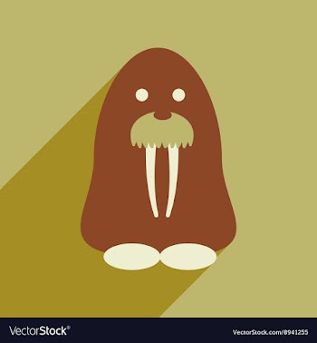 Flat web icon with long shadow walrus vector image