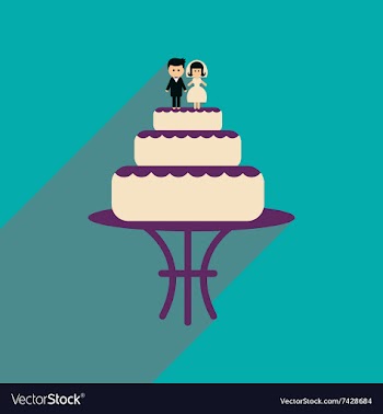 Flat web icon with long shadow wedding cake vector image