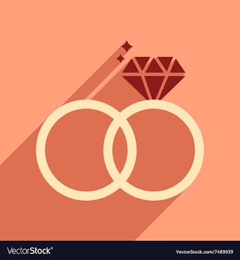 Flat web icon with long shadow wedding rings vector image