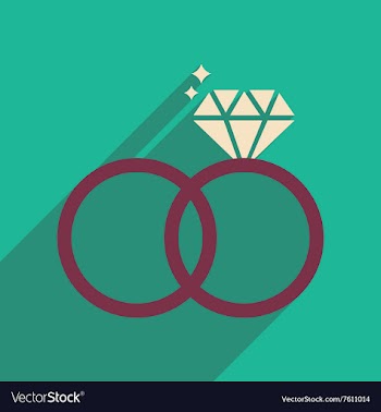 Flat web icon with long shadow wedding rings vector image