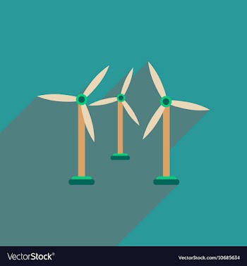 Flat web icon with long shadow wind turbines vector image