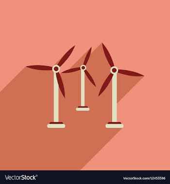 Flat web icon with long shadow wind turbines vector image