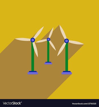 Flat web icon with long shadow wind turbines vector image