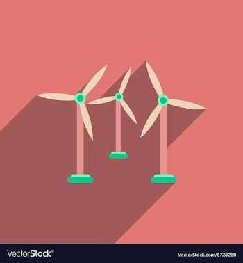 Flat web icon with long shadow wind turbines vector image