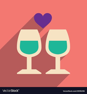 Flat web icon with long shadow wine glasses vector image