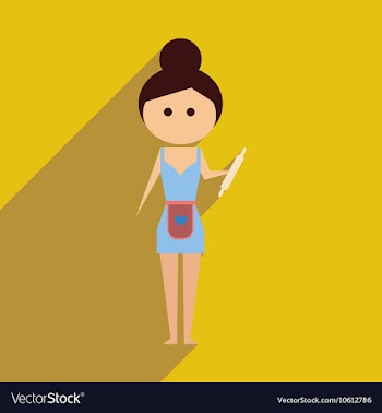 Flat web icon with long shadow woman housewife vector image