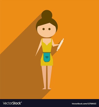 Flat web icon with long shadow woman housewife vector image