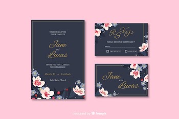 Flat wedding stationery template collection Free Vector