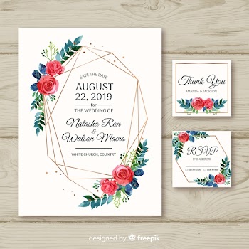 Flat wedding stationery template collection Free Vector