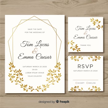 Flat wedding stationery template on white background Free Vector