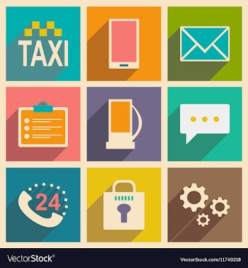 Flat with shadow concept and mobile application vector image