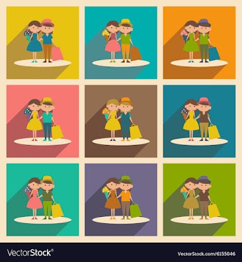 Flat with shadow concept and mobile application vector image