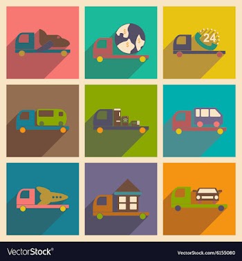 Flat with shadow concept and mobile application vector image