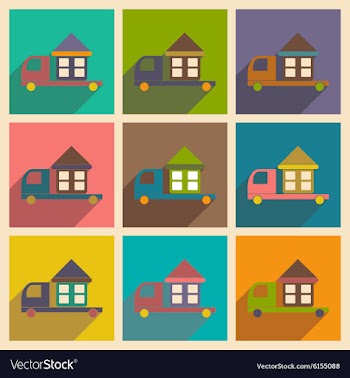 Flat with shadow concept and mobile application vector image