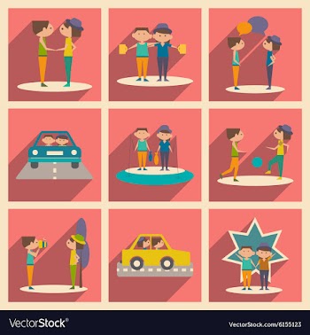 Flat with shadow concept and mobile application vector image