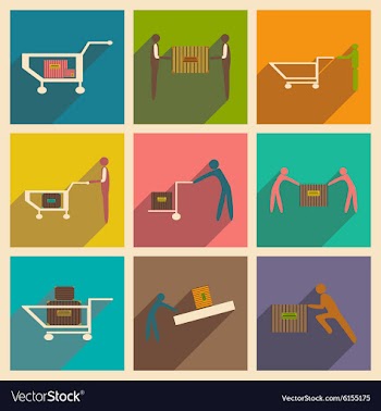 Flat with shadow concept and mobile application vector image