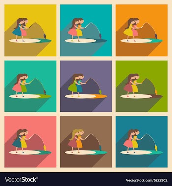 Flat with shadow concept and mobile application vector image