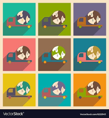 Flat with shadow concept and mobile application vector image