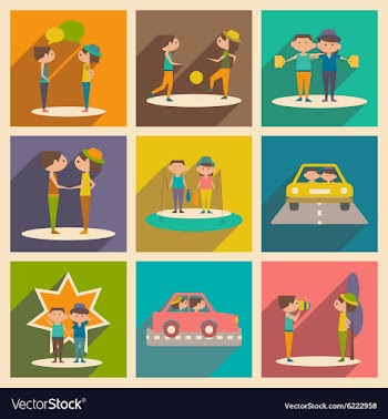 Flat with shadow concept and mobile application vector image