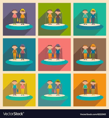 Flat with shadow concept and mobile application vector image