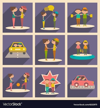 Flat with shadow concept and mobile application vector image