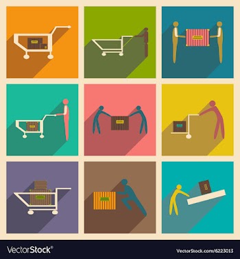 Flat with shadow concept and mobile application vector image