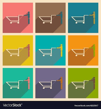 Flat with shadow concept and mobile application vector image