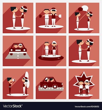 Flat with shadow concept and mobile application vector image