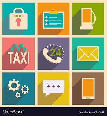 Flat with shadow concept and mobile application vector image