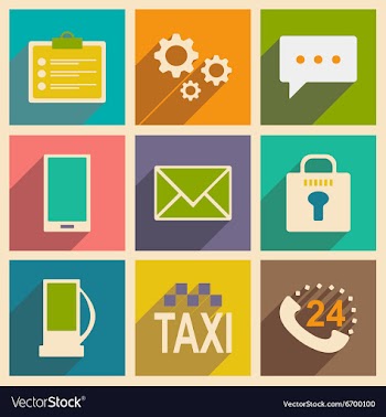 Flat with shadow concept and mobile application vector image