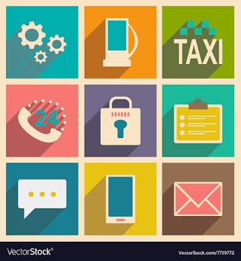 Flat with shadow concept and mobile application vector image