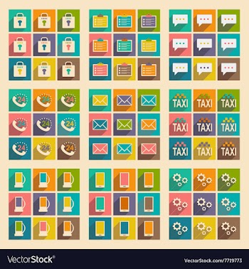 Flat with shadow concept and mobile application vector image
